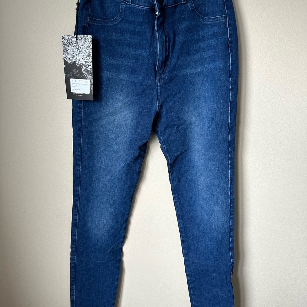 Fit Jeans High Waisted Deep Indigo Skinny Jeans